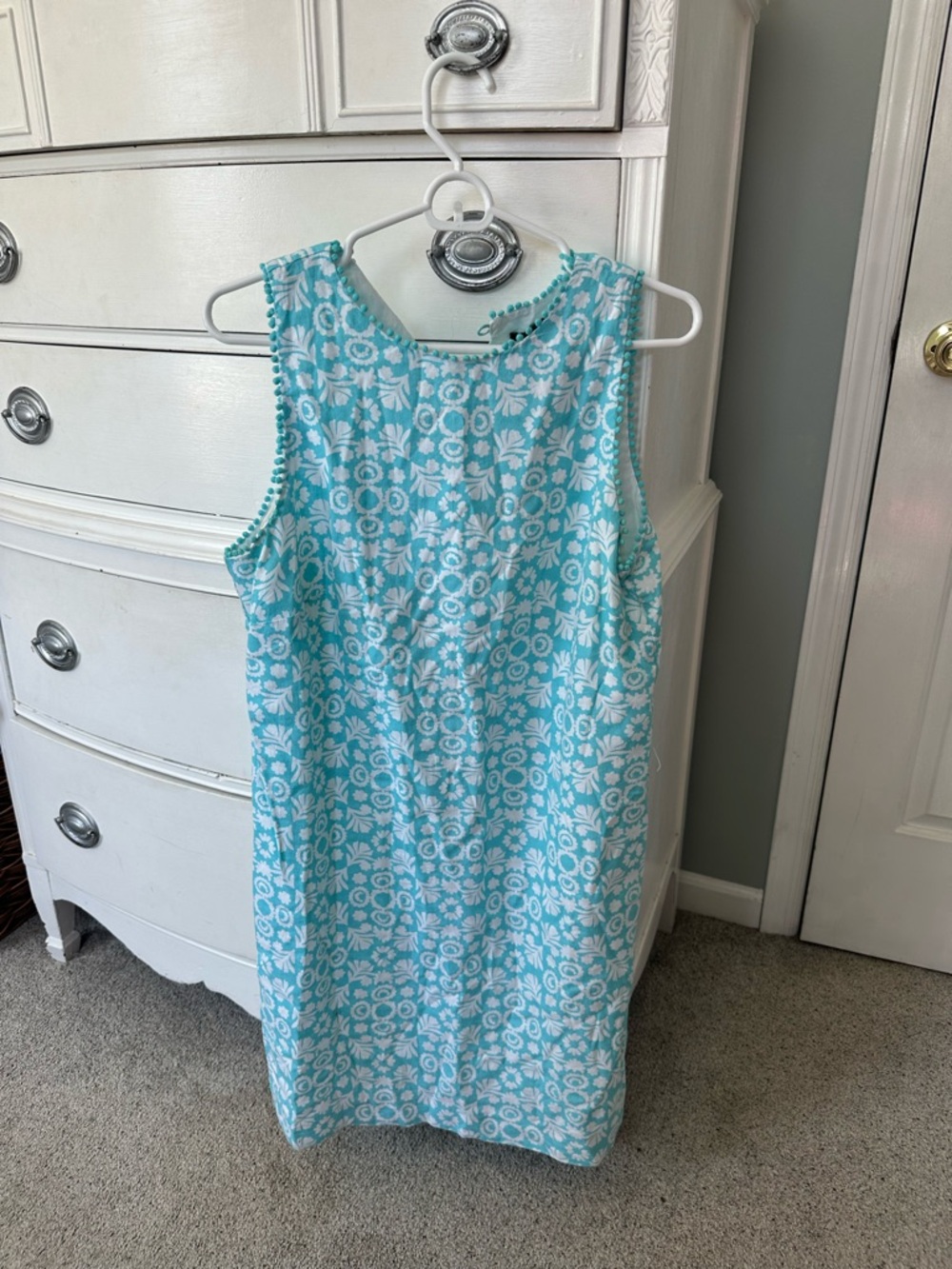 Ann Taylor Aqua and White Floral Sleeveless Shift Dress